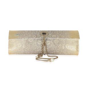 Chanel Gold Lizard Tube Flap Clutch